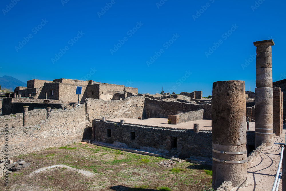 Ruins of the houses of the ancient city of Pompeii