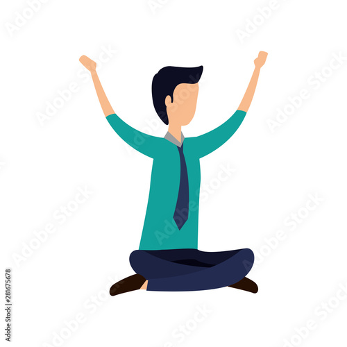 elegant businessman seated in lotus position
