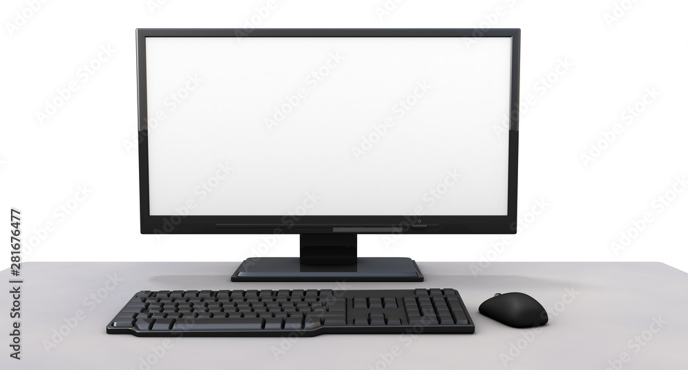 Start a business Desk computer 3D illustration Start a business Desk computer 3D illustration