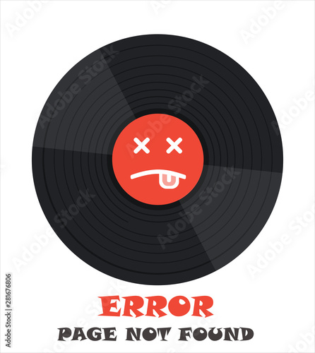 404 error page not found vector vinyl music graphic background. Design 404 error. 