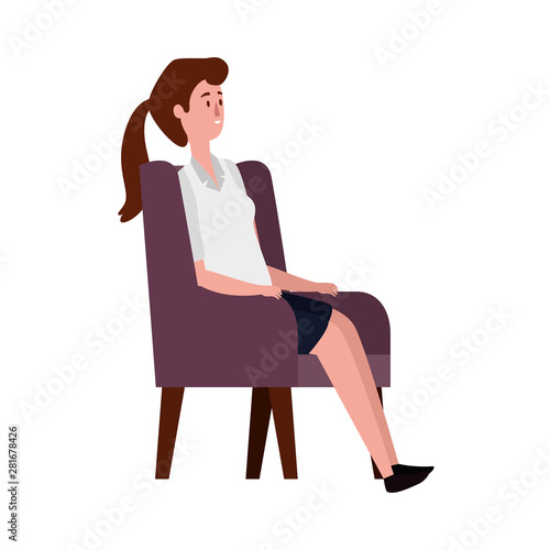 elegant businesswoman seated in sofa