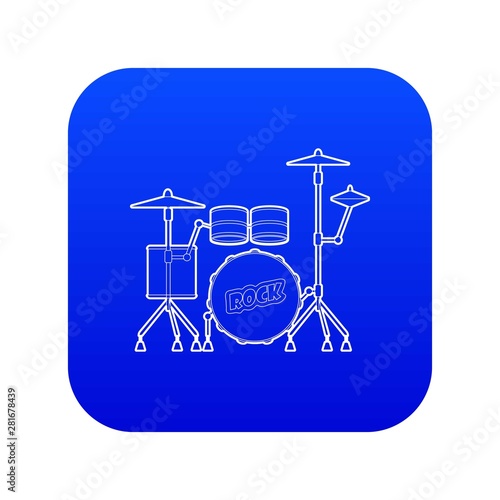 Drum icon blue vector isolated on white background