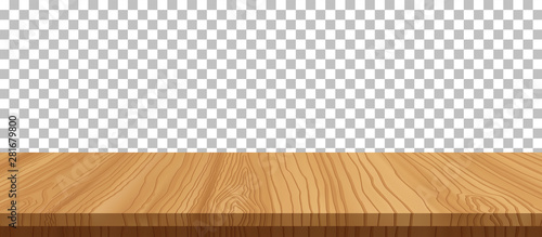 vector wood table top on transparent background.realistic wooden table, 3d. Element for your design, advertising.vector