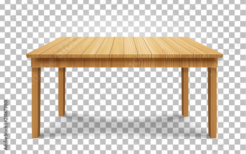 realistic wooden table on transparent background. wood table, 3d. Element for your design,game, advertising.vector