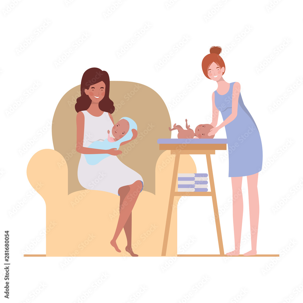Isolated mothers with babys design Isolated mothers with babys design