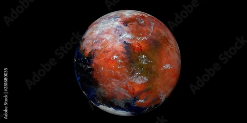 Terraforming Mars Extremely detailed and realistic high resolution 3d illustration. Shot from Space. Elements of this image are furnished by NASA.