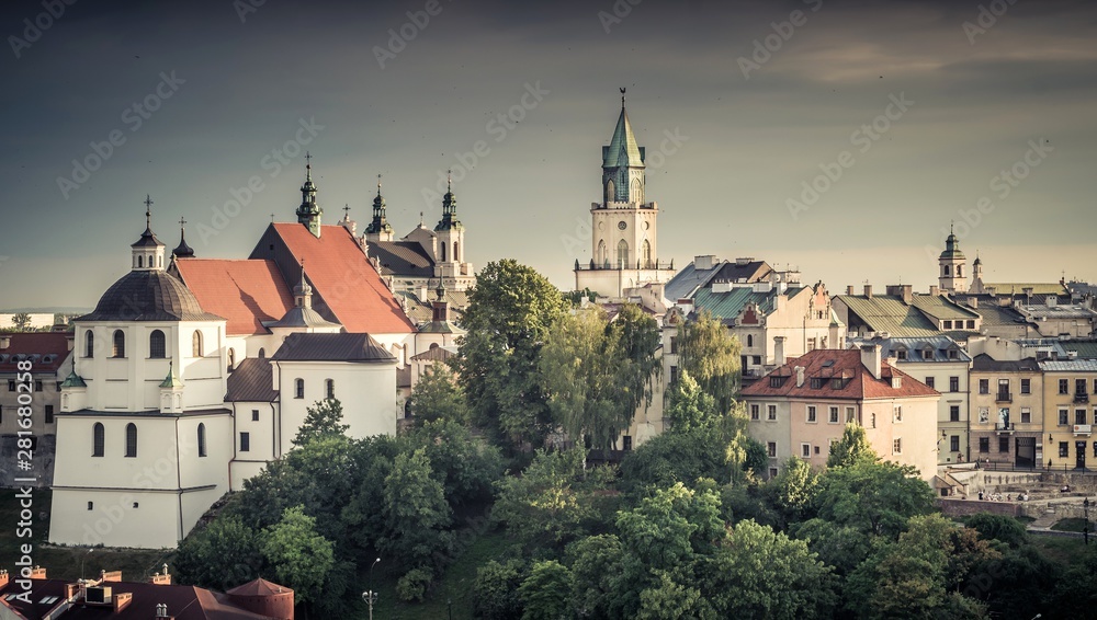 Lublin panorama miasta z zamkiem - obrazy, fototapety, plakaty 