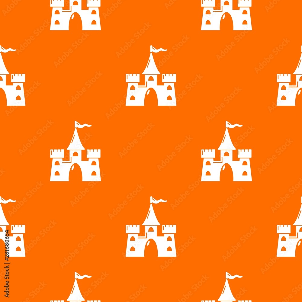 Castle building pattern vector orange for any web design best