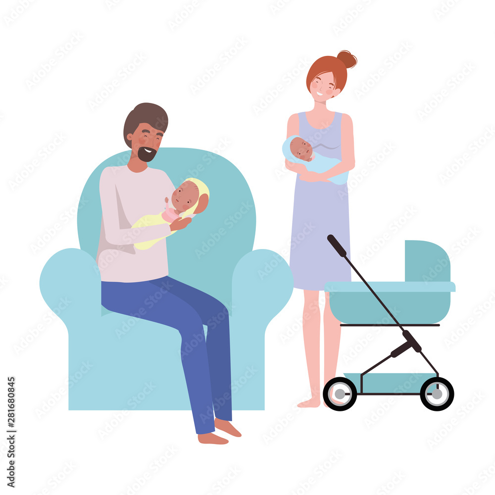 Isolated mother and father with baby design Isolated mother and father with baby design
