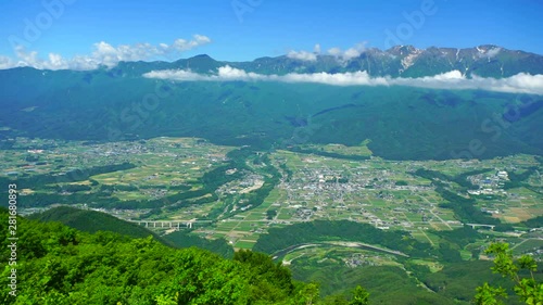 Real time shot of Ina Valley panorama,  Nakagawa,  Kamiina,  Nagano photo