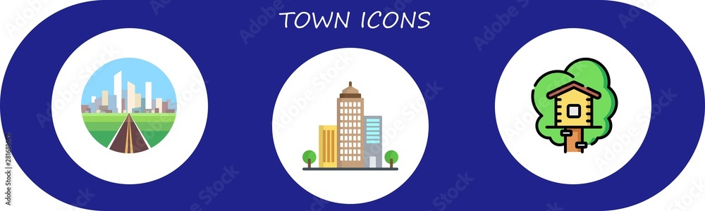 Fototapeta premium town icon set