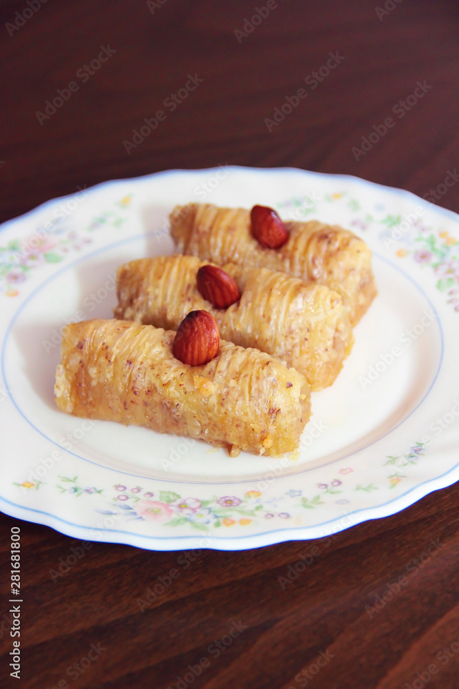 custom made wallpaper toronto digitaltraditional Turkish Arabian oriental sweetness baklava on white plate