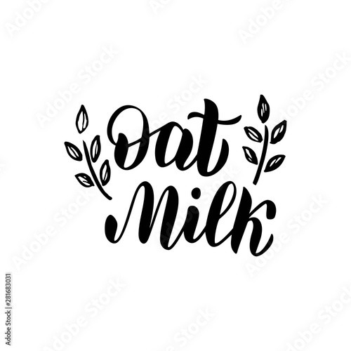 Oat milk font logo. Trendy lettering text for package design. Sticker, banner icon. Vector eps 10.