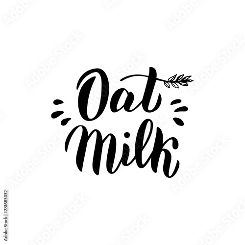 Oat milk typography text logo. Trendy lettering package design. Sticker, banner icon. Vector eps 10.
