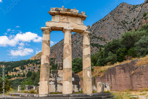Athena Pronaia Temple in the archaeological site of Delphi, seat of the oracle of the god Apollo