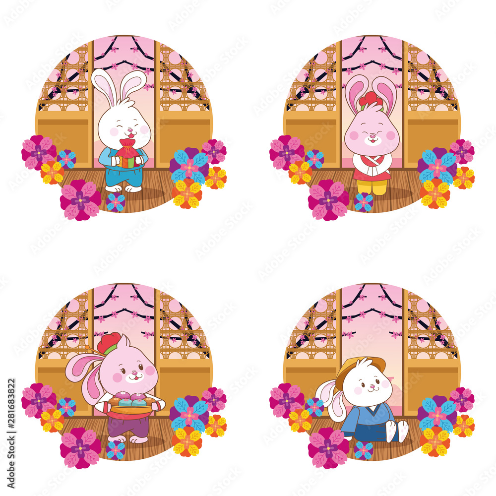 Obraz premium mid autumn chinese festival cartoon