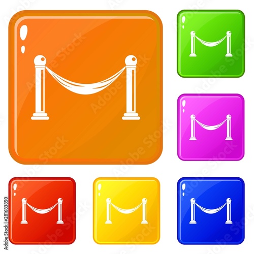 Barrier icons set collection vector 6 color isolated on white background