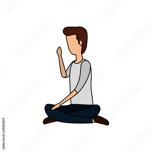 elegant businessman seated in lotus position