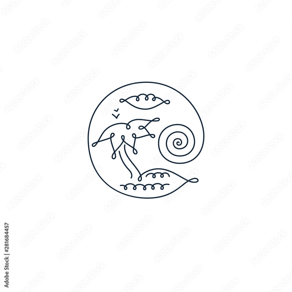 Continuous one line icon sea landscape Continuous one line icon sea landscape