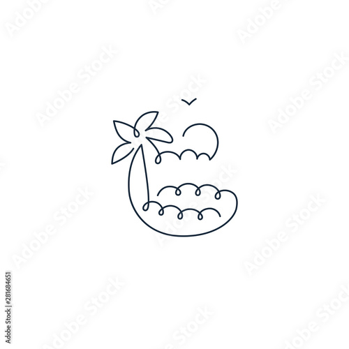 Continuous one line icon sea landscape