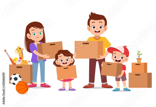 family moving house vector illustration isolated