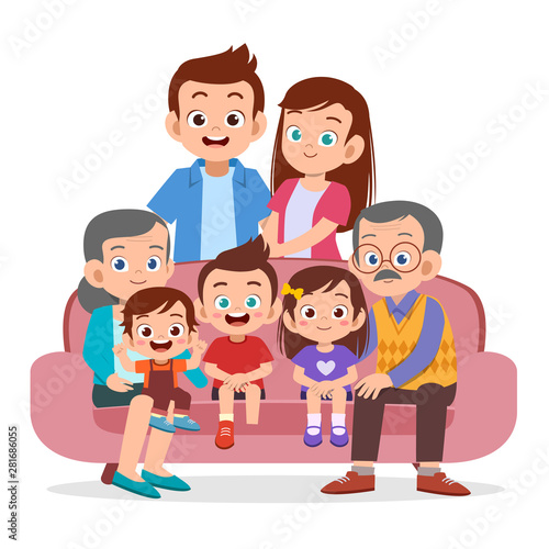 family gathering together vector isolated