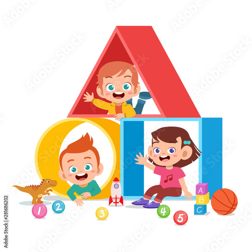 kids play on shape vector illustration