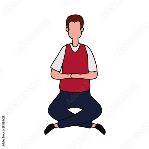 elegant businessman seated in lotus position