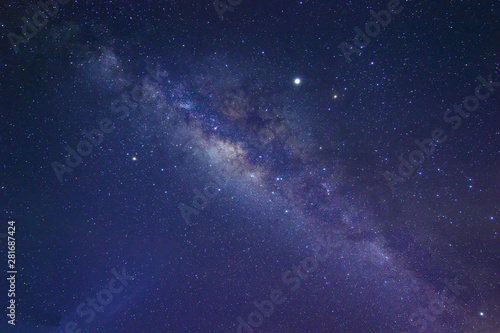 Milky Way Galaxy rising in Sabah Malaysia Asia. Image contain noise and grain due to high ISO. Image also contain soft focus and blur due to long exposure and wide aperture. © Adanan
