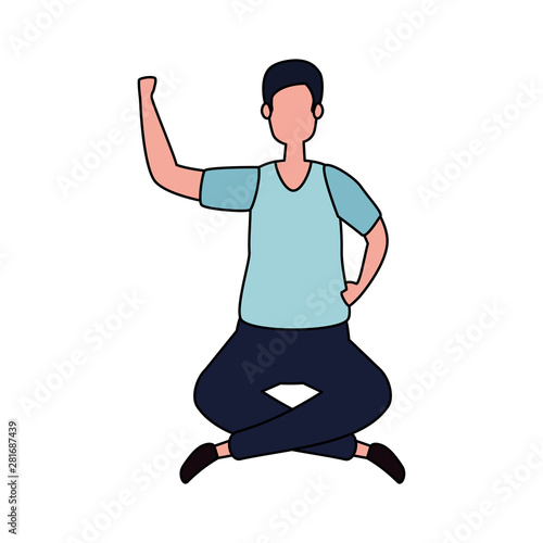 elegant businessman seated in lotus position