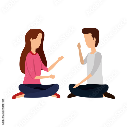 elegant business couple practicing yoga