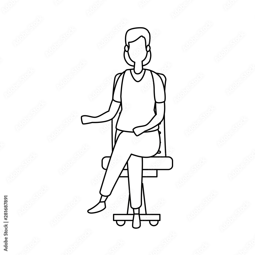 elegant businesswoman worker seated in office chair elegant businesswoman worker seated in office chair