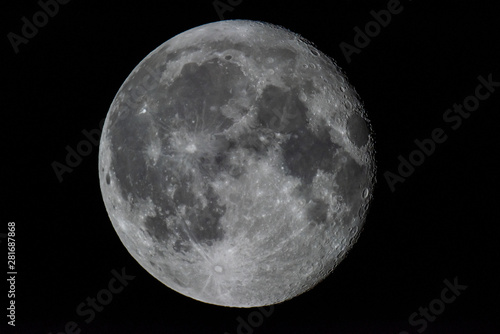 close  view full moon in the night sky, astrophotography