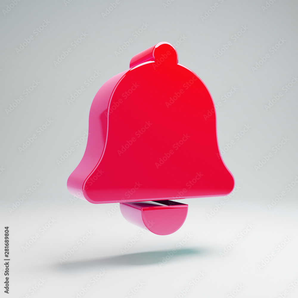 Volumetric glossy hot pink Bell icon isolated on white background. Volumetric glossy hot pink Bell icon isolated on white background.