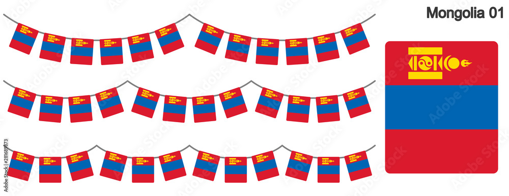 Obraz premium モンゴルの国旗のガーラーンド ベクターデータ（bunting garland）
