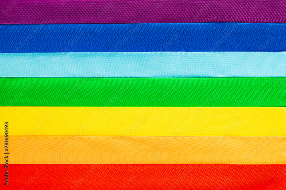 LGBT flag symbol made of satin ribbons