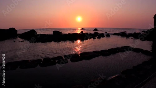 Mizunashi Kaihin Onsen at sunrise,  Hakodate,  Hokkaido,  Japan photo