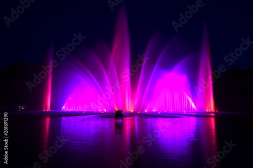 Choreographed colored water light games in Hamburg - In the Park Planten un Blomen