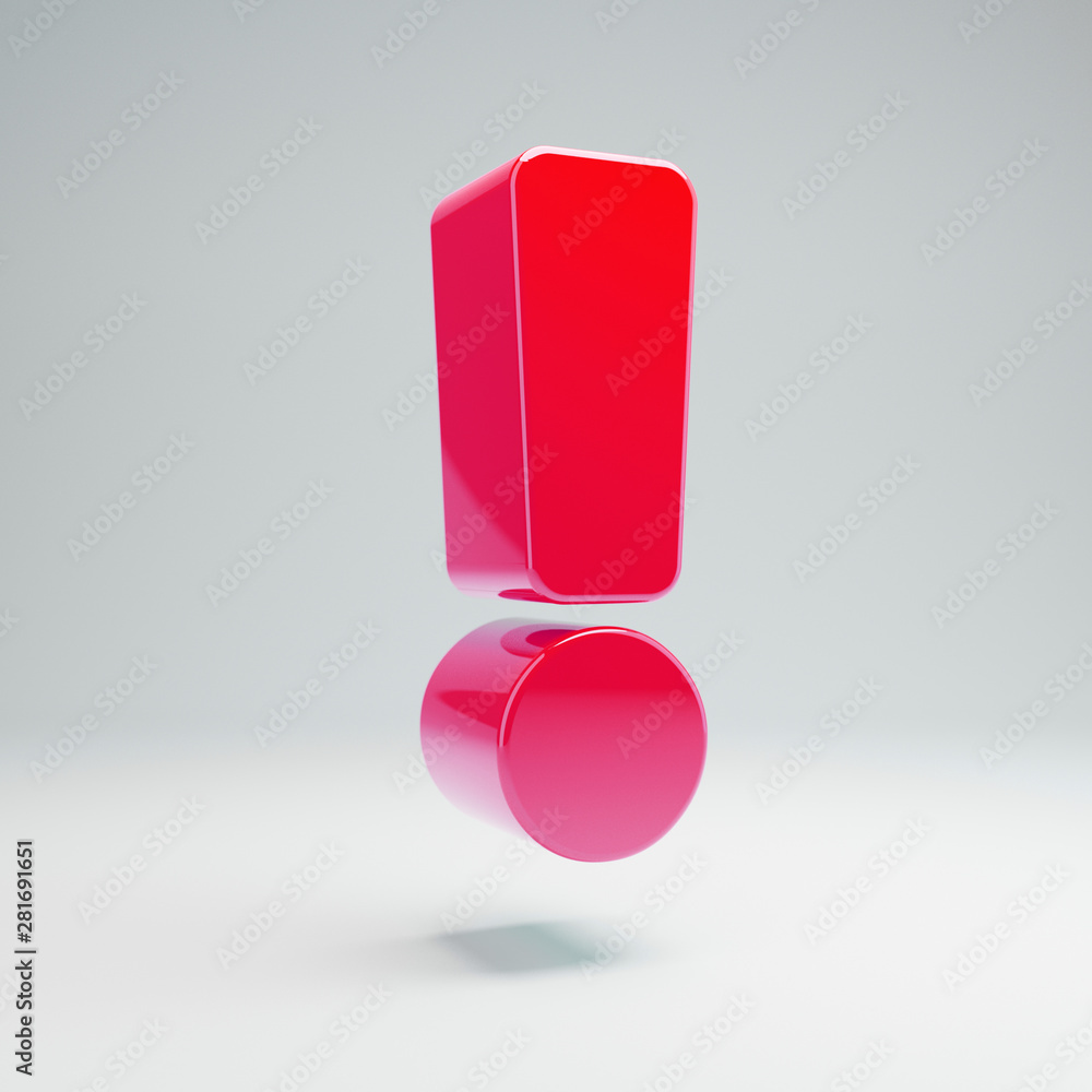 Volumetric glossy hot pink Exclamation icon isolated on white background. Volumetric glossy hot pink Exclamation icon isolated on white background.