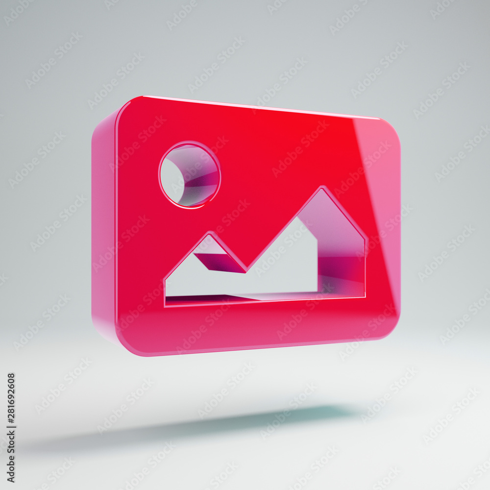 Volumetric glossy hot pink Image icon isolated on white background. Volumetric glossy hot pink Image icon isolated on white background.