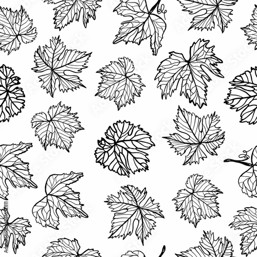 elegant seamless pattern with decorative grape leaves for your design
