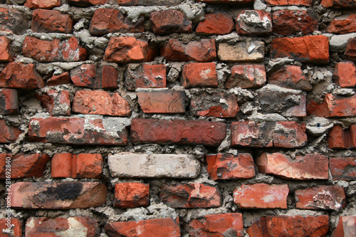 background of red old brick wall