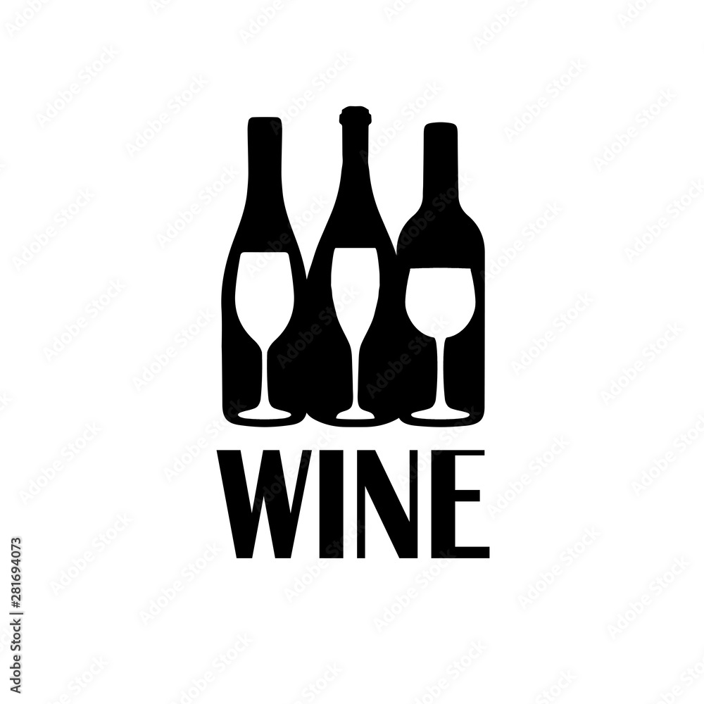 Abstract colorful logo design template. Wine bottle and glass vector icon. Concept for bar menu, party, alcohol drinks, celebration holidays. Abstract colorful logo design template. Wine bottle and glass vector icon. Concept for bar menu, party, alcohol drinks, celebration holidays.