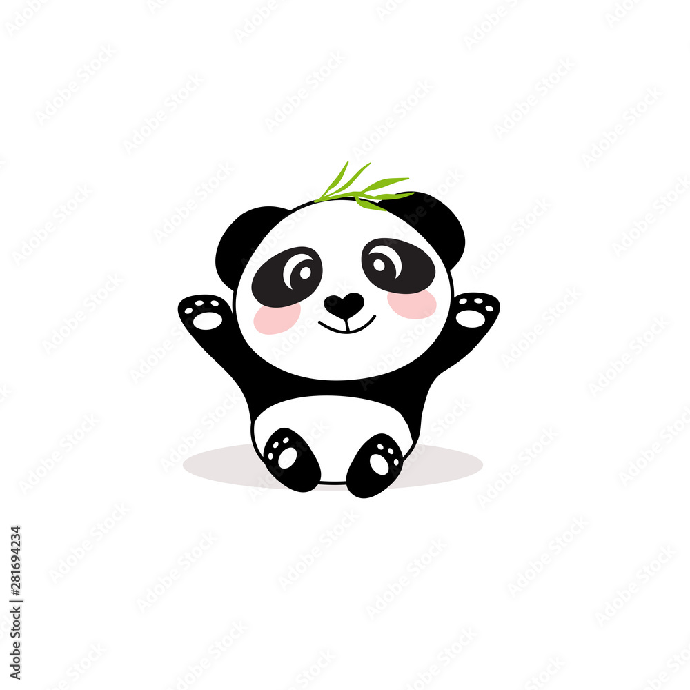 Vector illustration of cute little cartoon panda.