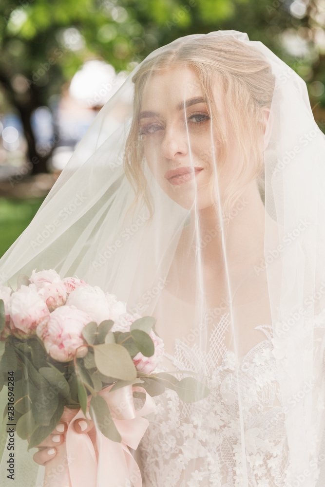 Closeup portrait of young gorgeous bride. Wedding. Closeup portrait of young gorgeous bride. Wedding.