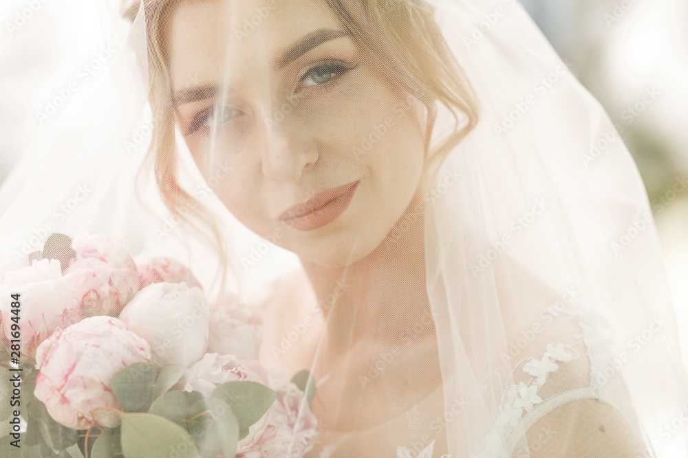 Closeup portrait of young gorgeous bride. Wedding. Closeup portrait of young gorgeous bride. Wedding.