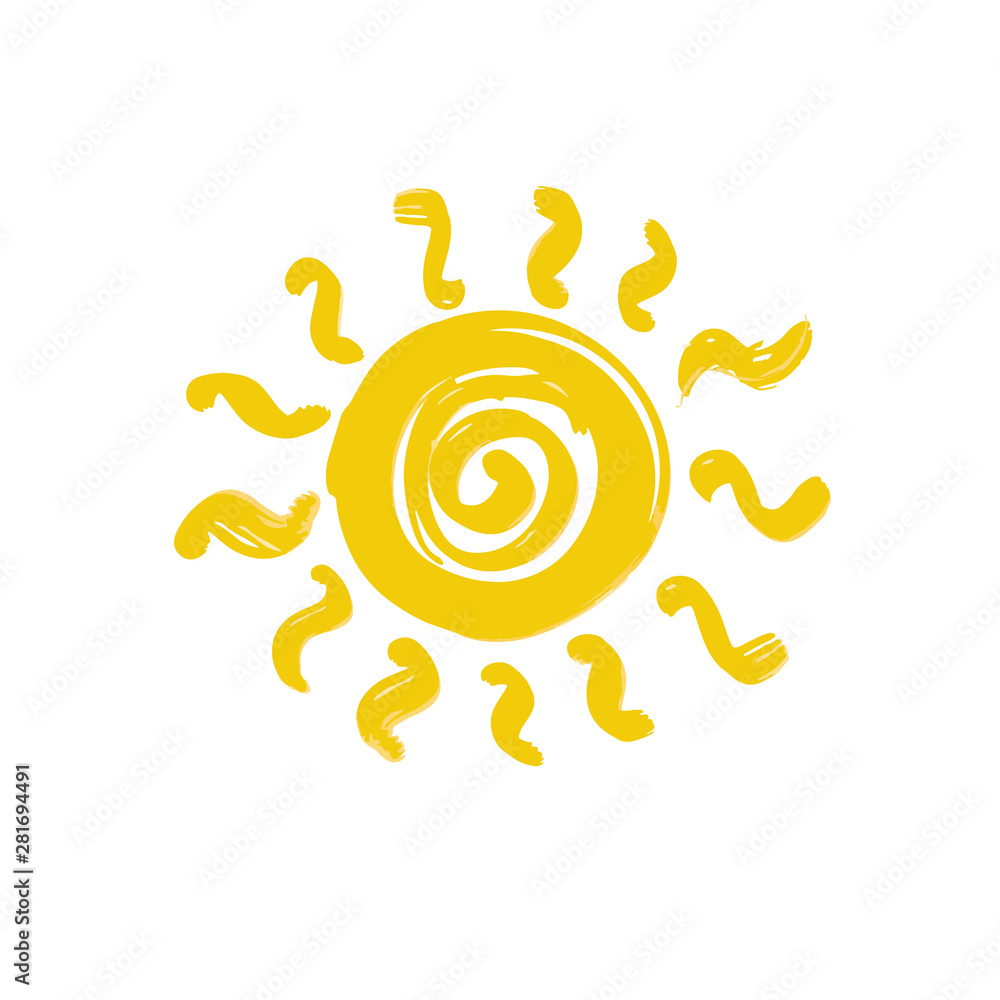 Hand drawn vector sun icon isolated on white. Hand drawn vector sun icon isolated on white.