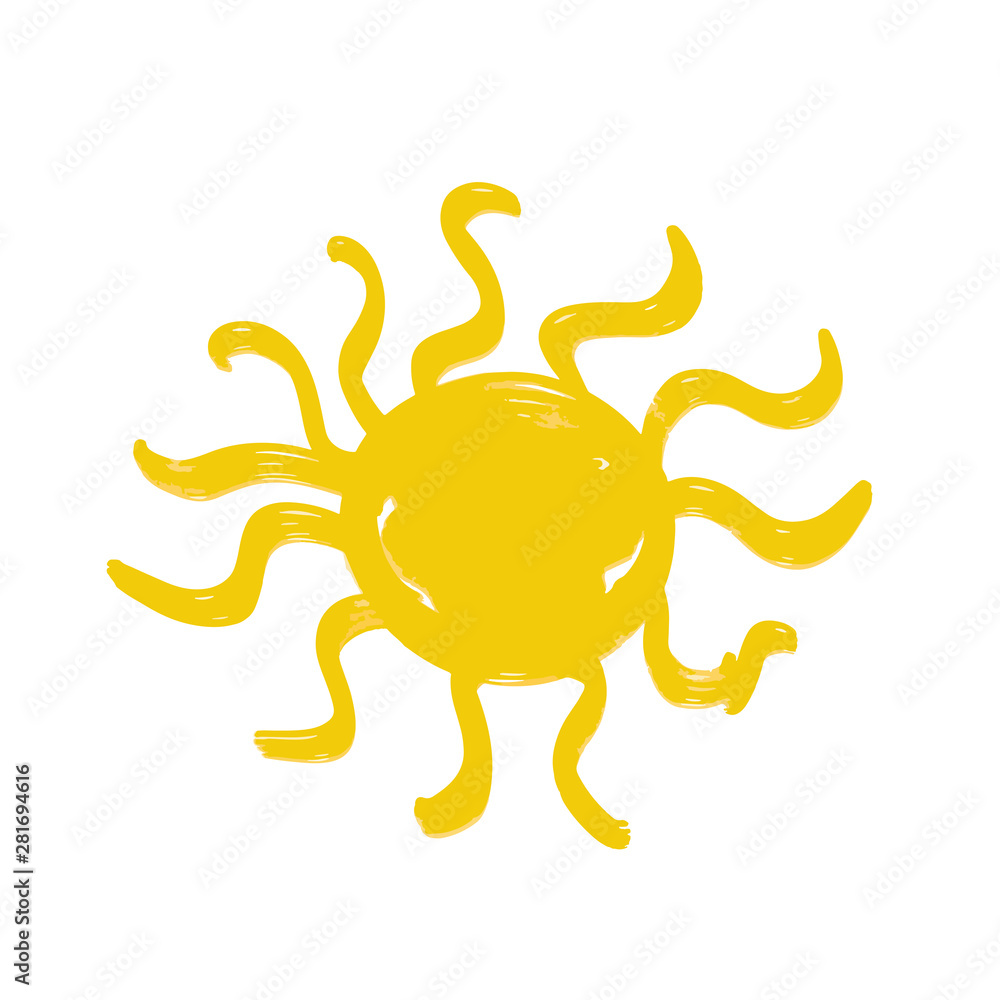 Hand drawn vector sun icon isolated on white. Hand drawn vector sun icon isolated on white.