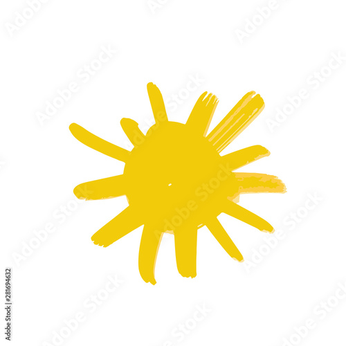 Hand drawn vector sun icon isolated on white.