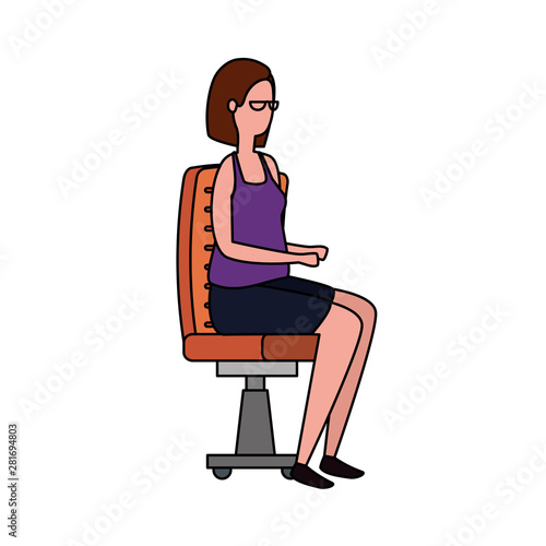 elegant businesswoman worker seated in office chair